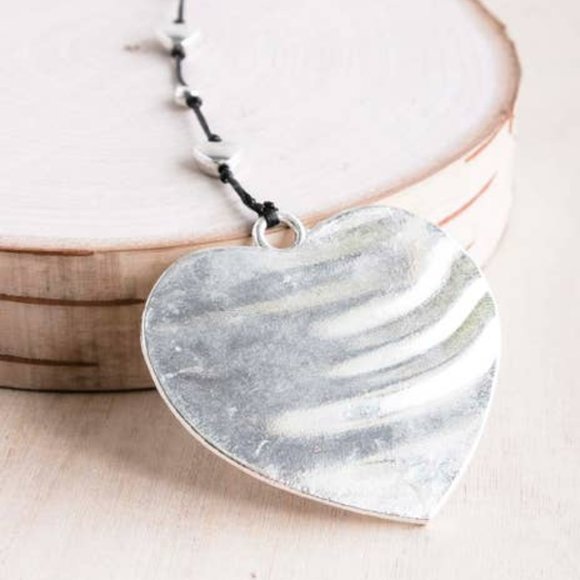 Bali Queen Jewelry Silver Hammered Heart Long Necklace Poshmark